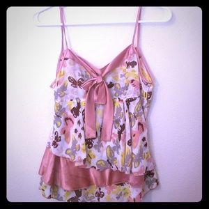 Fun flowy satin layered tank top